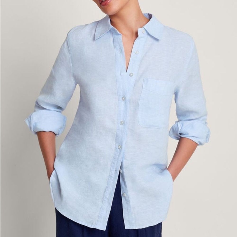Lafayette 148 New York Light Blue Button Down Shirt